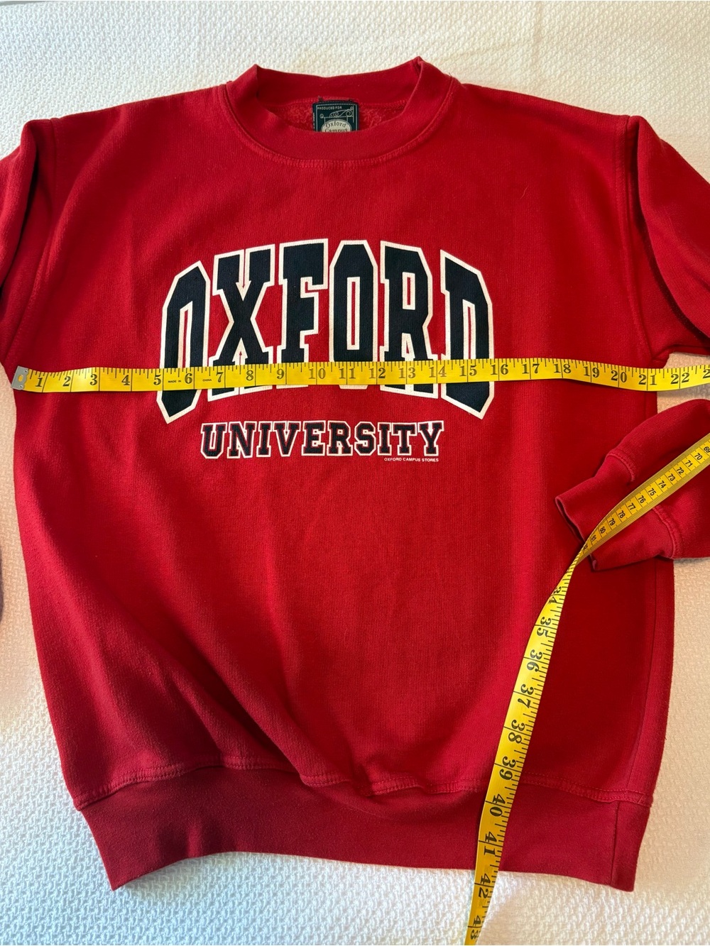 Oxford University Red Crewneck Sweatshirt Navy White Lettering VTG Small - Picture 4 of 6
